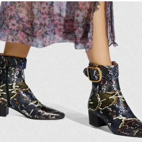 Coach Cassandra Oxblood/ Multicolor Real Snakeskin Booties - Picture 2 of 15